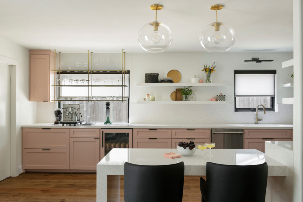 Sheffield House Design Pink Kitchen Remodel in Houston Full View