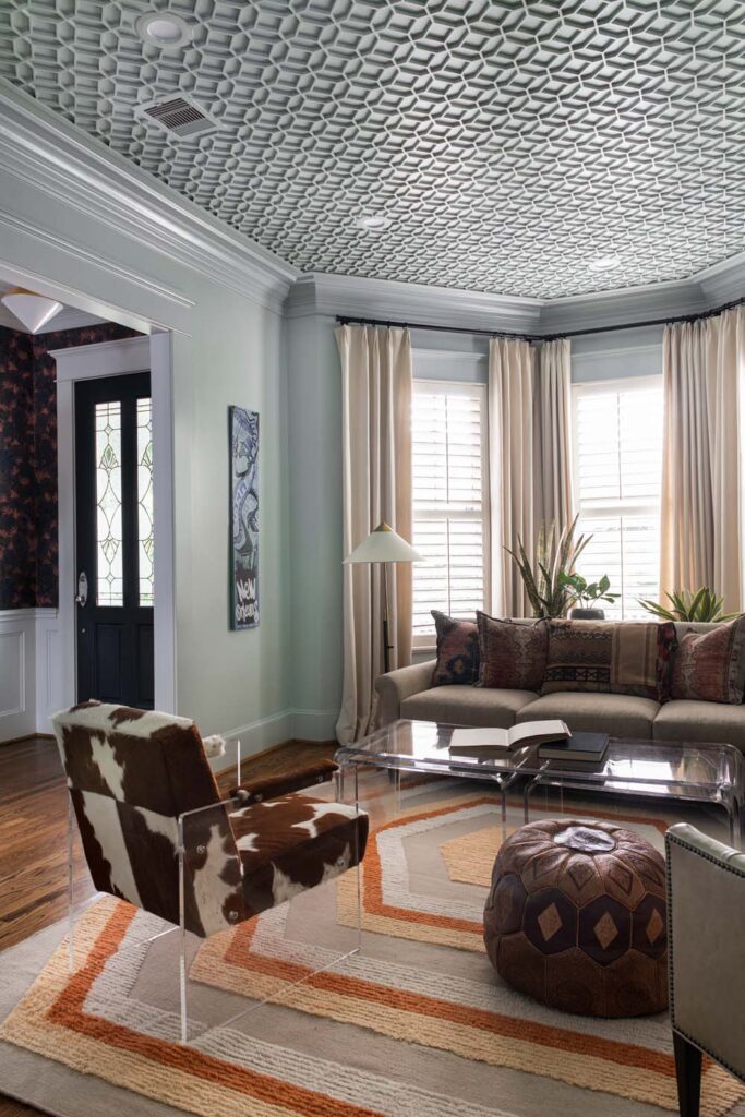 Mint Julip Parlor Living Room Renovation Sheffield House Design Houston Texas